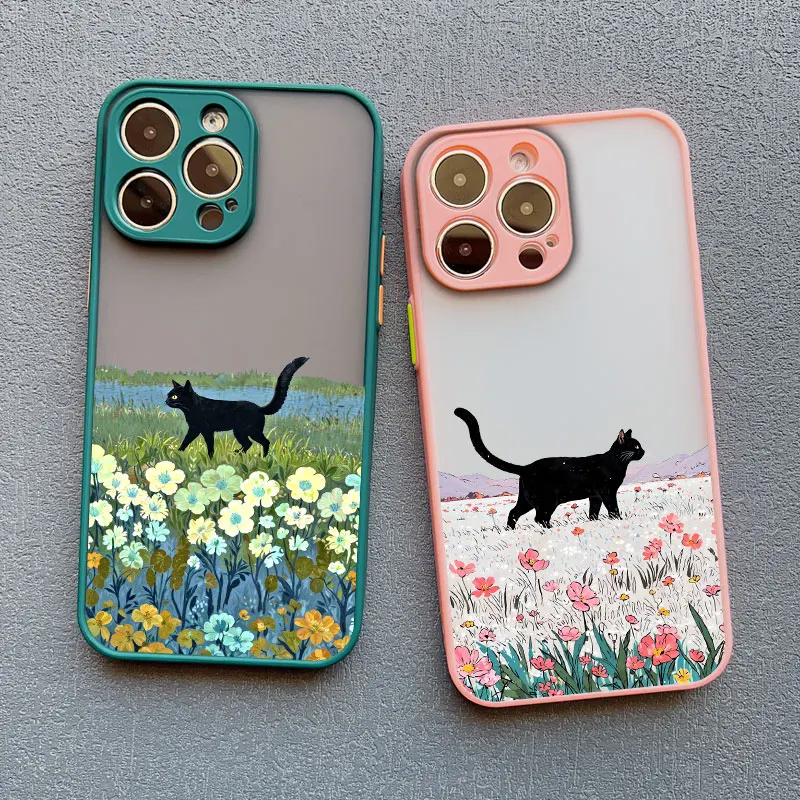 Anime Landschaft Malerei Nette Katze Telefon Fall Für iPhone 17 16 15 14 Pro Max Plus 11 12 13 Mini Pro max Stoßfest Zurück Abdeckungen – Detail 10