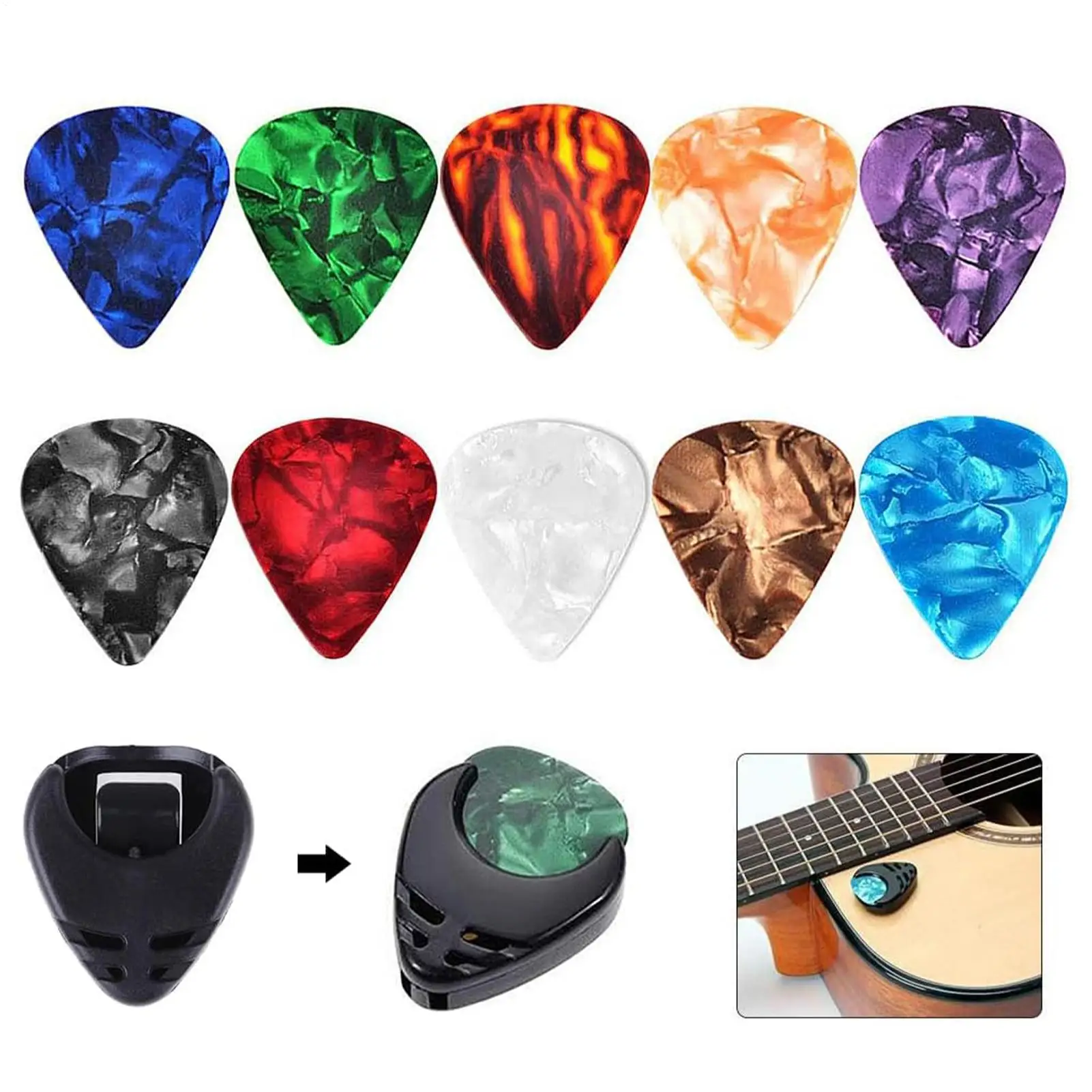 10PCS Finger Picks Guitar Accessory Kit Self-Adhesive Colorful Guitar Picks Electric Guitar Picks and Bass Picks Portable