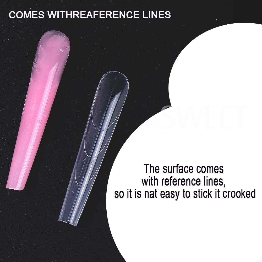 새로운 180개 샌드위치 듀얼 네일 폼 15사이즈 연장용-듀얼 폼 상하형 긴 관 모양 아몬드 네일 아트 폼 매니큐어 도구