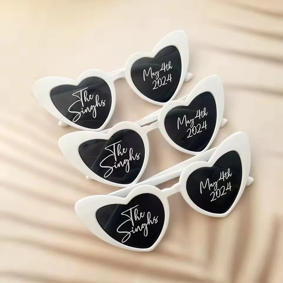 10 قطع من النظارات الشمسية المخصصة على شكل قلب هدية وصيفة العروس مخصصة للعروس لتكون نظارات شمسية لحفلات الزفاف وحفلات العزوبية #3