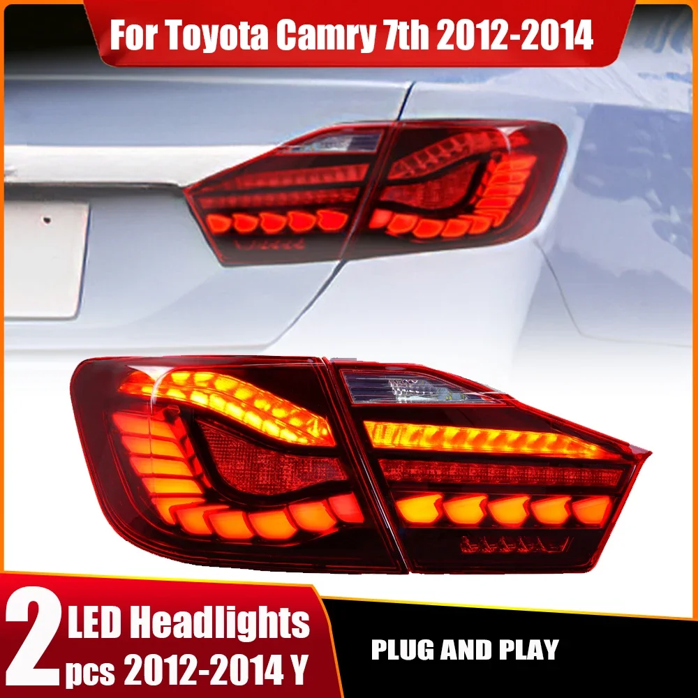 Car Lamps For Toyota Camry 2012 2013 2014 Tail Lights Dynamic LED Turn Signal DRL Superbright Taillight Reverse Refit Auto Tool