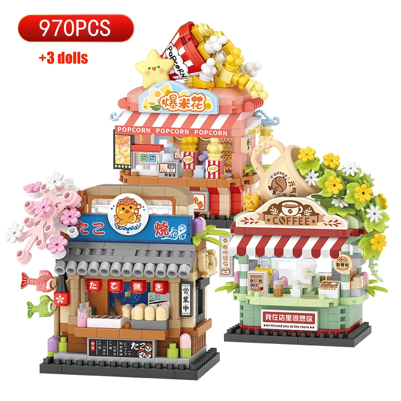 LOZ Mini Creative Street View Coffee House Retail Store Building Blocks City Construction Assembly Model Brick Toy Children Gift