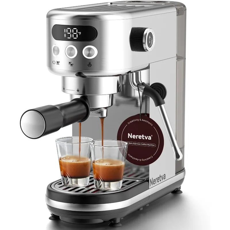 Neretva 20 Bar Espresso Machine, Espresso Maker with LED Display & Milk Frother Coffee Machine Espresso Latte & Cappuccino Maker