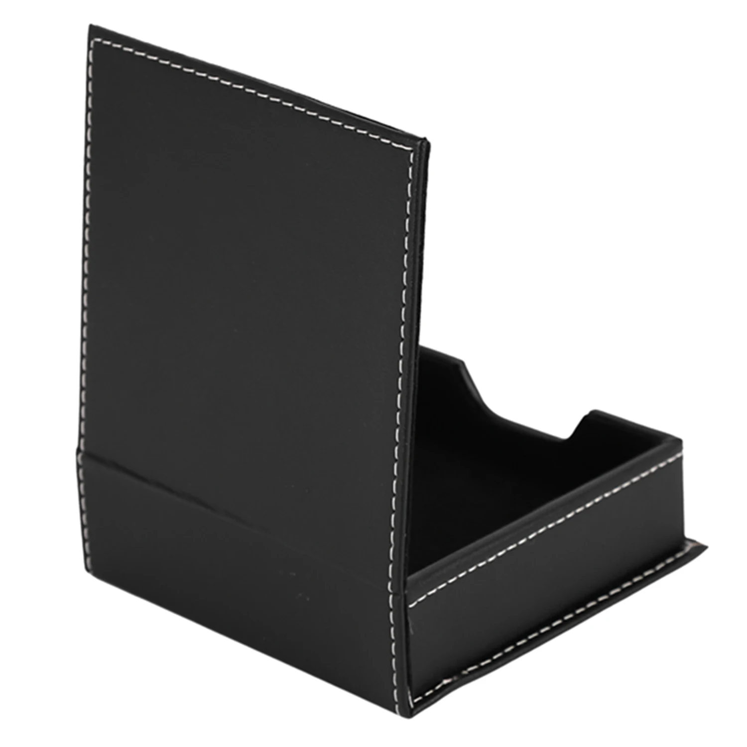 Black Leather Sticky Note Storage Box, Memo Box, Acessórios de Mesa, Organizador do escritório, Titular do cartão, Material Escolar
