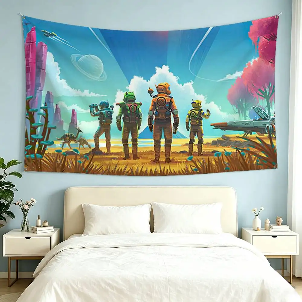 No Man S Sky Space Game  Flags Wall Hanging Tapestry Outdoor Garage Room Decorative flag Background Blanket