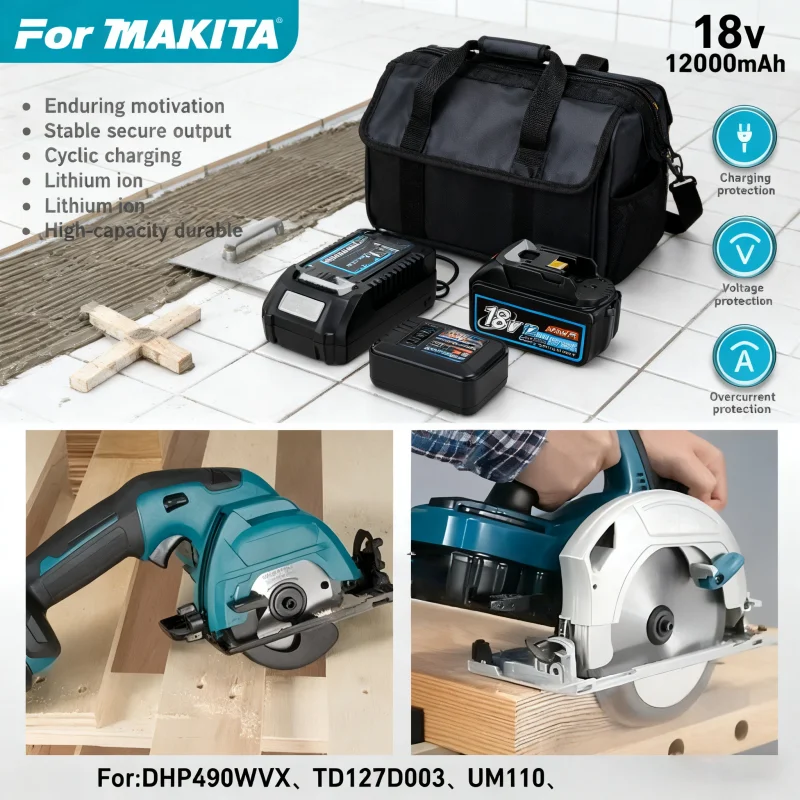 

Genuin 12.0Ah 18V Cycling charging Lithium-Ion for MAKITA Electric tool for DGA404 DDF487 DTW700C BL1860B BL1850B & More