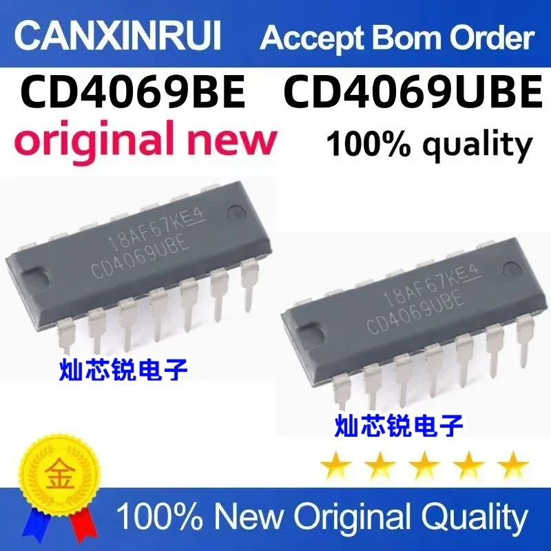 (5 pieces) Brand new original CD4069BE CD4069UBE direct insertion DIP14
