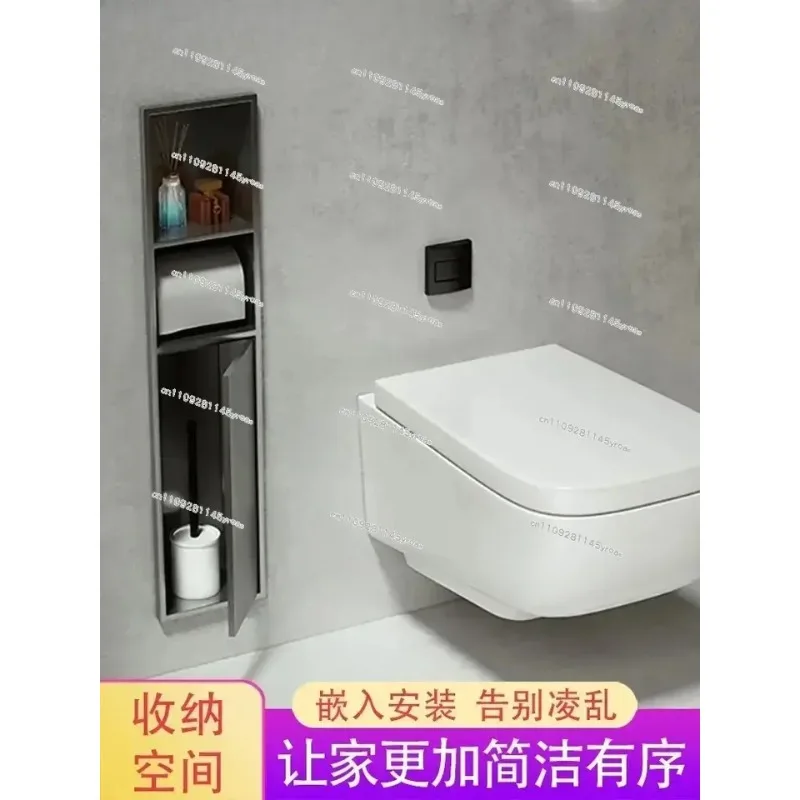 Stainless Steel Niche Concealed Embedded Toilet Brush Toilet Hotel Shelf Toilet Roll Stand