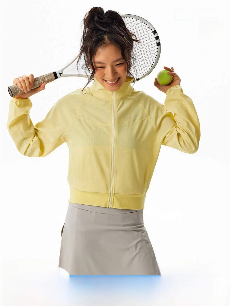 

CryingCenter Cool Feeling Tennis Women's Jacket Stand Collar Sun Protection Clothing Long Sleeve Zipper Closure No Hat