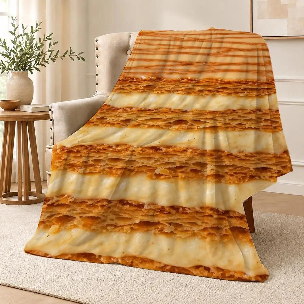 Gourmet Tiramisu Layered Dessert Food Photography Throw Soft Flannel Throw Blanket for Couch Bed Sofa Warm Cozy All Season