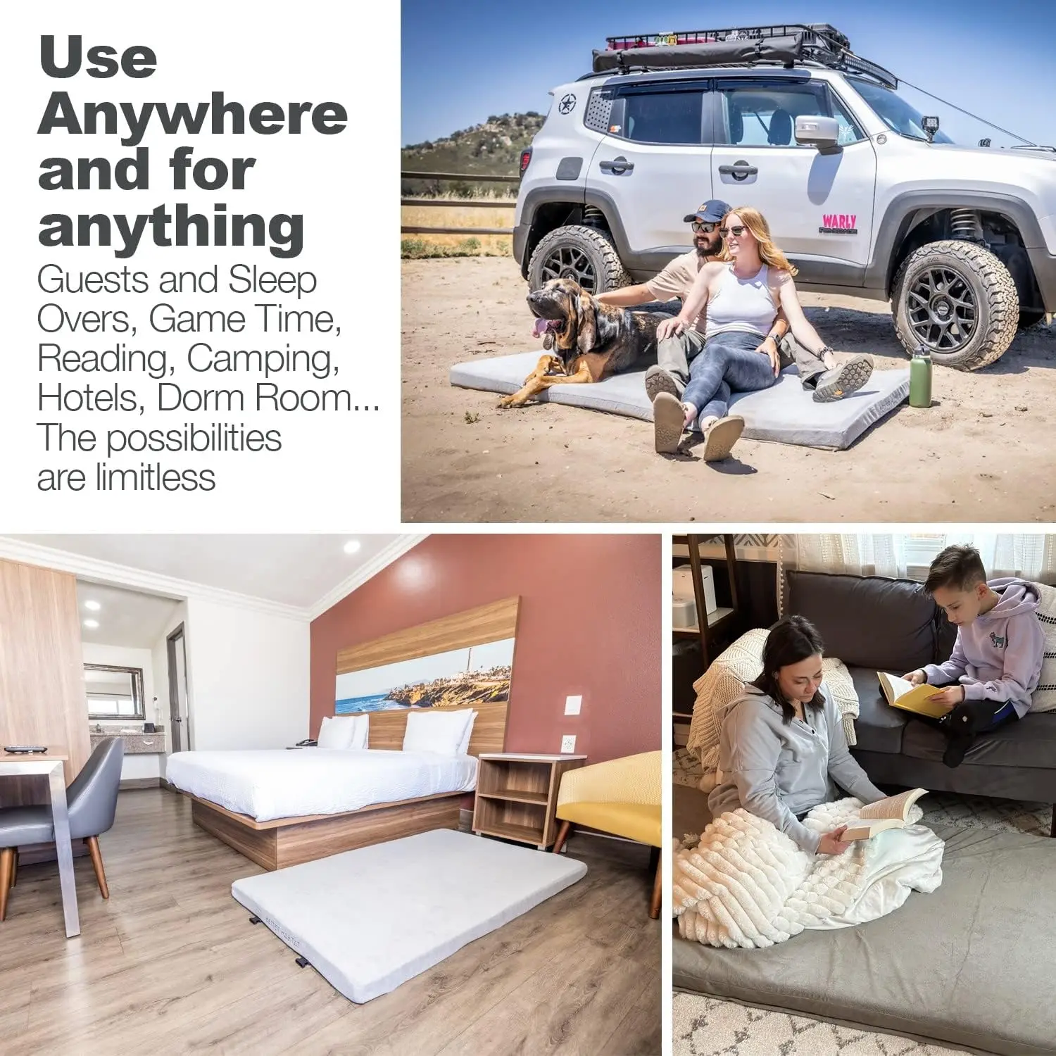 مرتبة أرضية محمولة من SleepReady وسرير ضيوف | 3 "رغوة الذاكرة CertiPUR-US | رولة في ثوانٍ | توأم، فردي، طفل #4