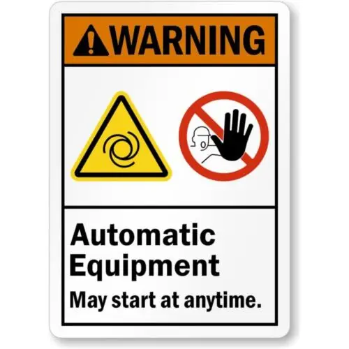 Automatic Equipment Start Anytime Aluminum Weatherproof Sign p991-Aluminum