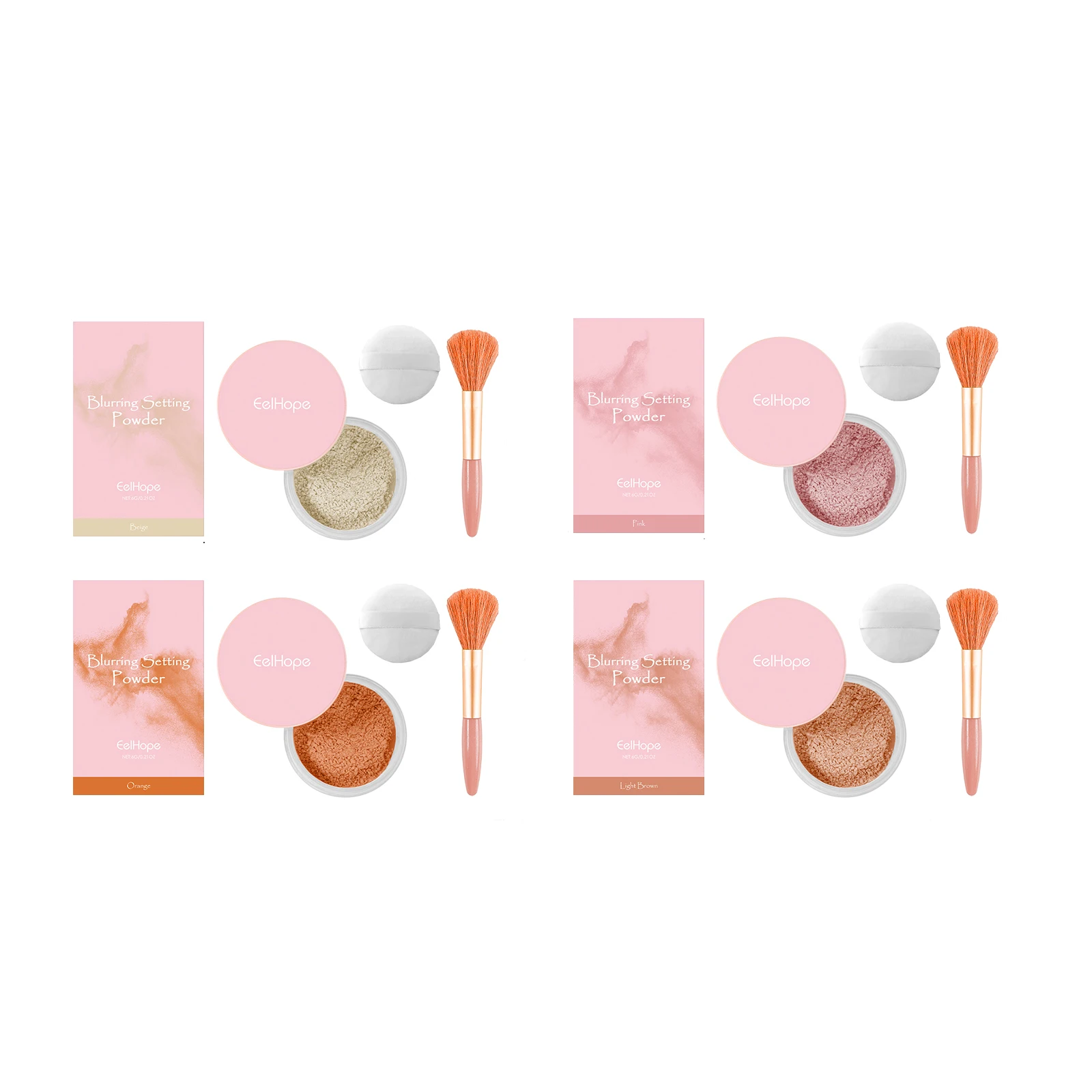 4 Color Matte Face Pressed Powder Waterproof 24 Hours Oil Control Natural Setting Powder Foundation Full Coverage Lasting Makeup