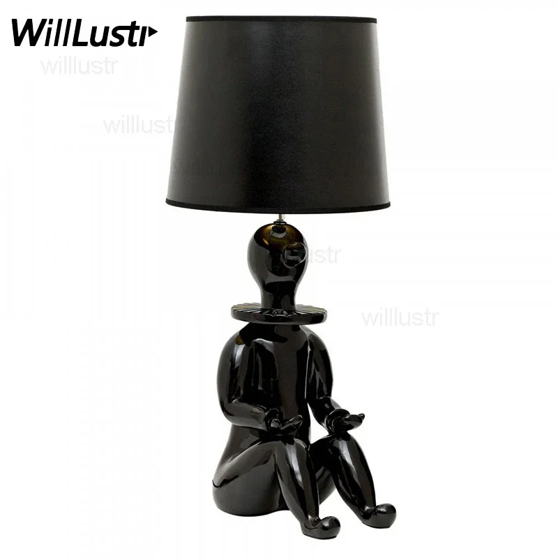 Modern Jaime Hayon Clown Table Lamp Desk Light Office Living room Sofa Side Bedroom Bedside Black White Resin Lighting