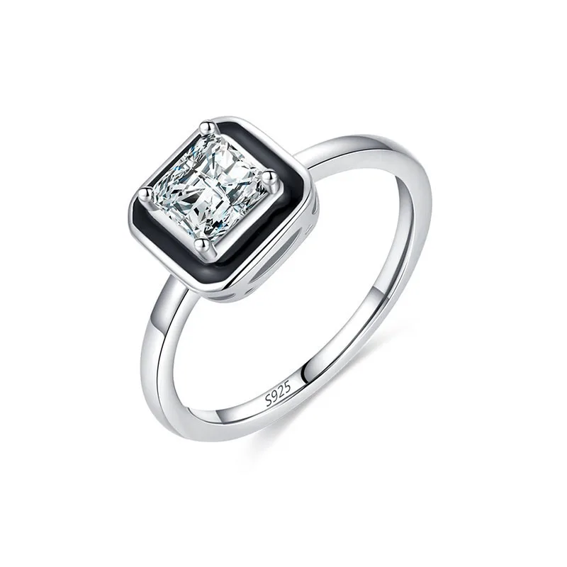 

Fashion Jewellery Accessories Women Zircon Rings 925 Sterling Silver Shiny RingParty Banquet Gift