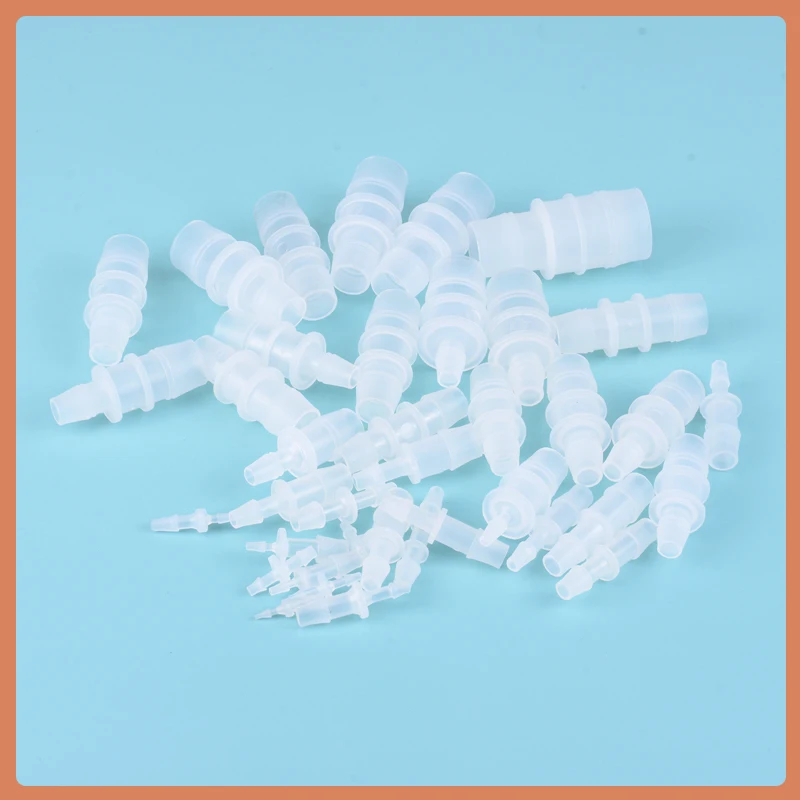 1.6-25mm Plastic Silicone Tube Straight Pipe Fitting Small size Pagoda Barb Coupling Reducing Straight Fish Tank PP Insert Hose