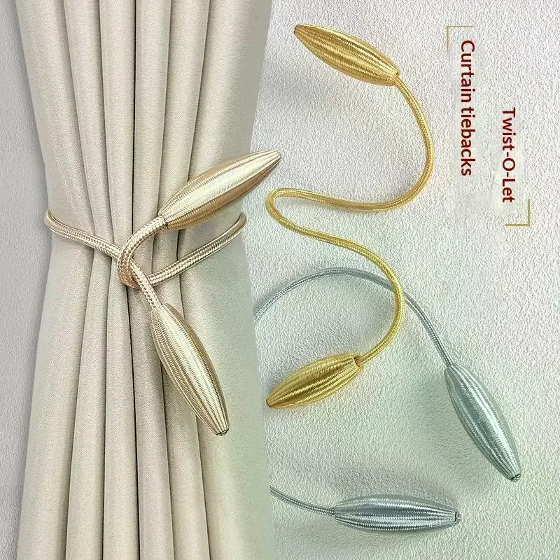 2 Pack Strong Curtain Tiebacks Arbitrary Shape Plush Alloy Holdbacks for Home Living Room Bedroom Window Decor