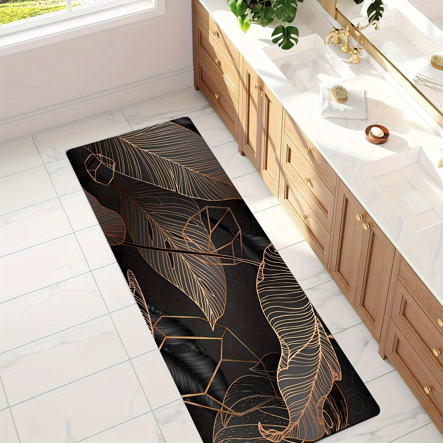 Home Made Bathroom Vanity - Alfombra de Baño Geométrica de Lujo
