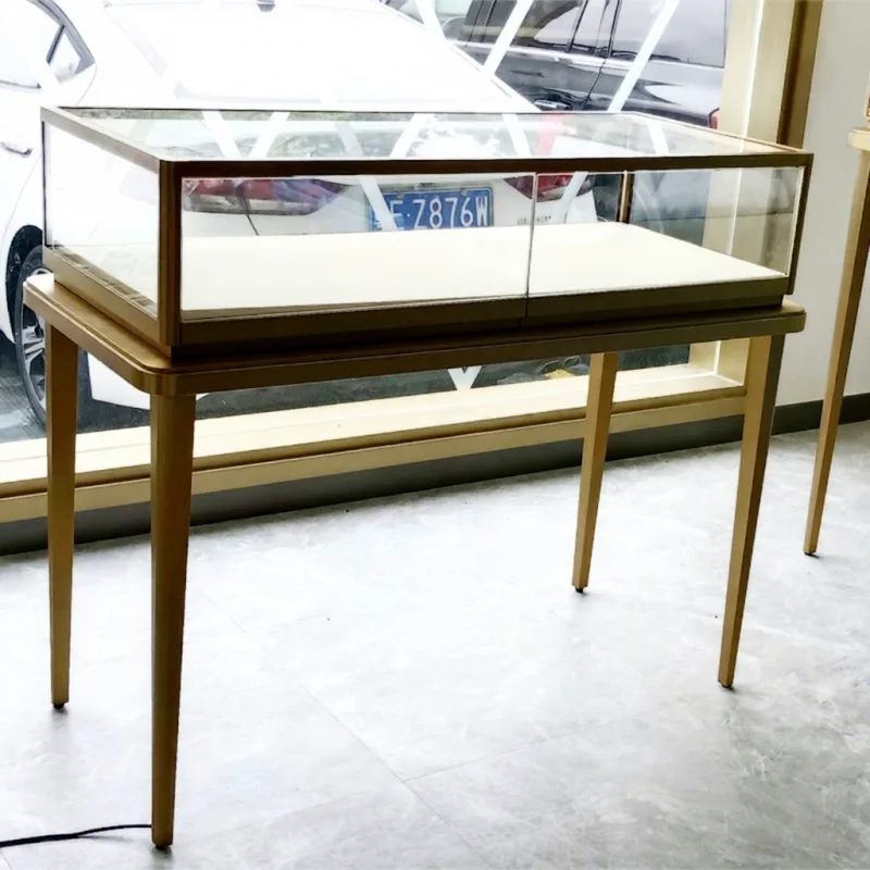 

Customize.High-End Luxury Golden Jewelry Display Showcase Interior Design Jewelry Cabinet Shop Premium Quality Showcases