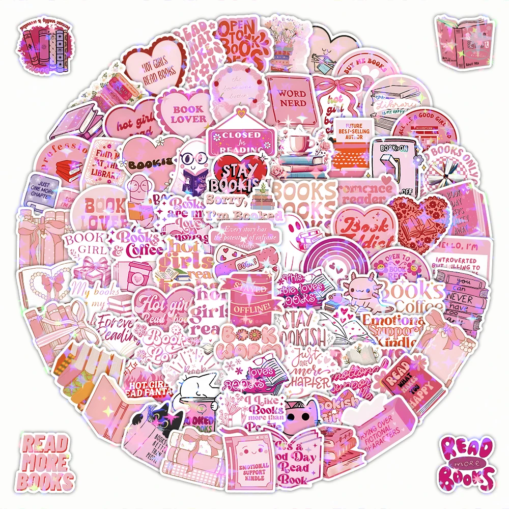 60/120 Stück Rosa Literarische Graffiti-Aufkleber Rosa Lese-Dekoration Notizbuch Gepäck Schreibwaren Sticker