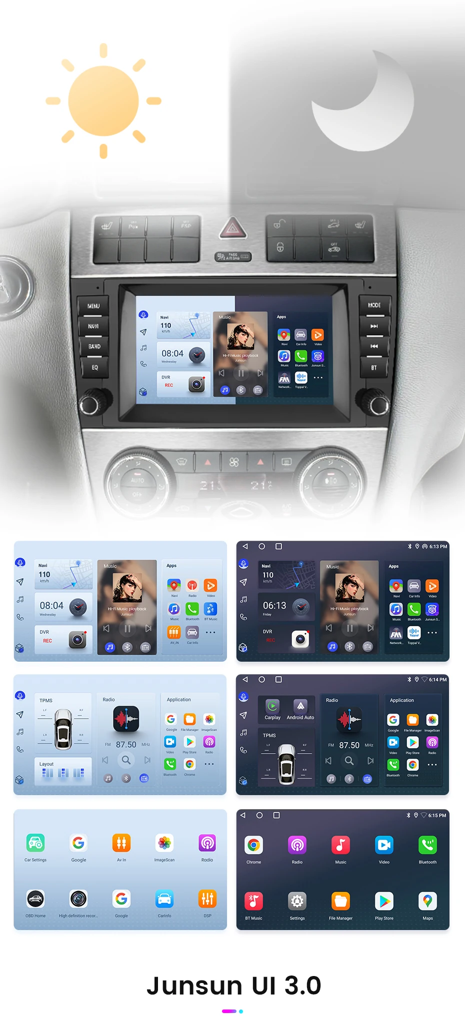Junsun Android Auto Radio Für Mercedes Benz C-Klasse W203 CL203 CL203 CLK W209 CLS W219 2004-2011 CarPlay auto Multimedia GPS 2din – Detail 7