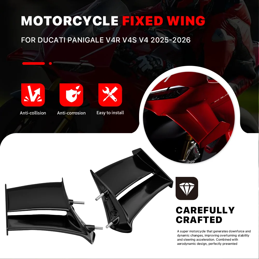 

For DUCATI PANIGALE V4 V4S V4R 2025-2026 Motorcycle Fixed Wing Spoiler Front Aerodynamic Wing Side Winglet Wing Aileron Fairing