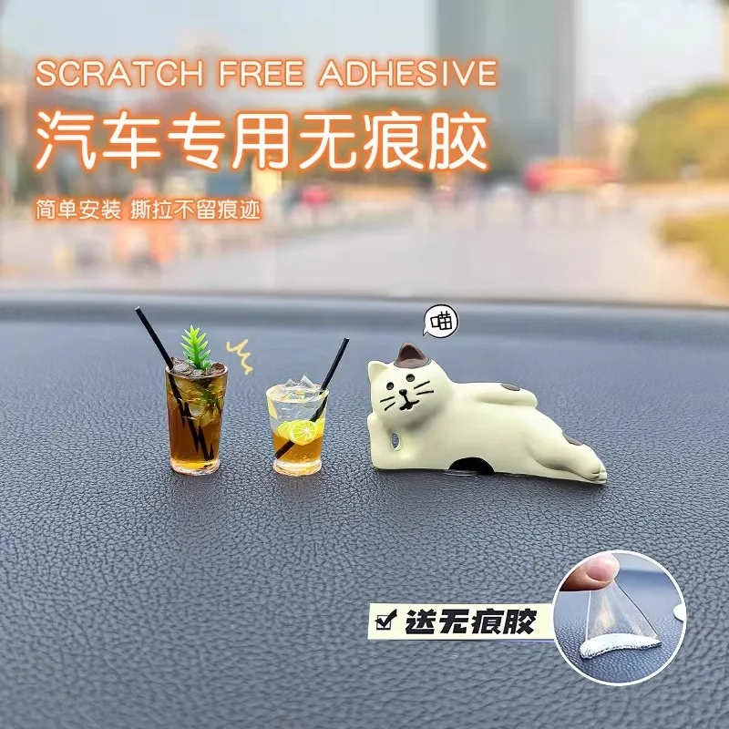 

Cute Car Interior Decoration Ornaments Mini Cat Action Figure Auto Dashboard Rearview Mirror Decoration Car Accessories