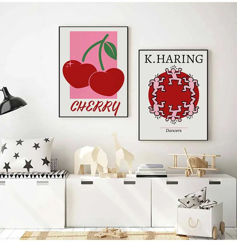 Queen Hearts Poster Lucky You Art Print Cherry Pink Red Canvas Painting Gallery Wall Picture For Living Room Bedroom Funny Decor