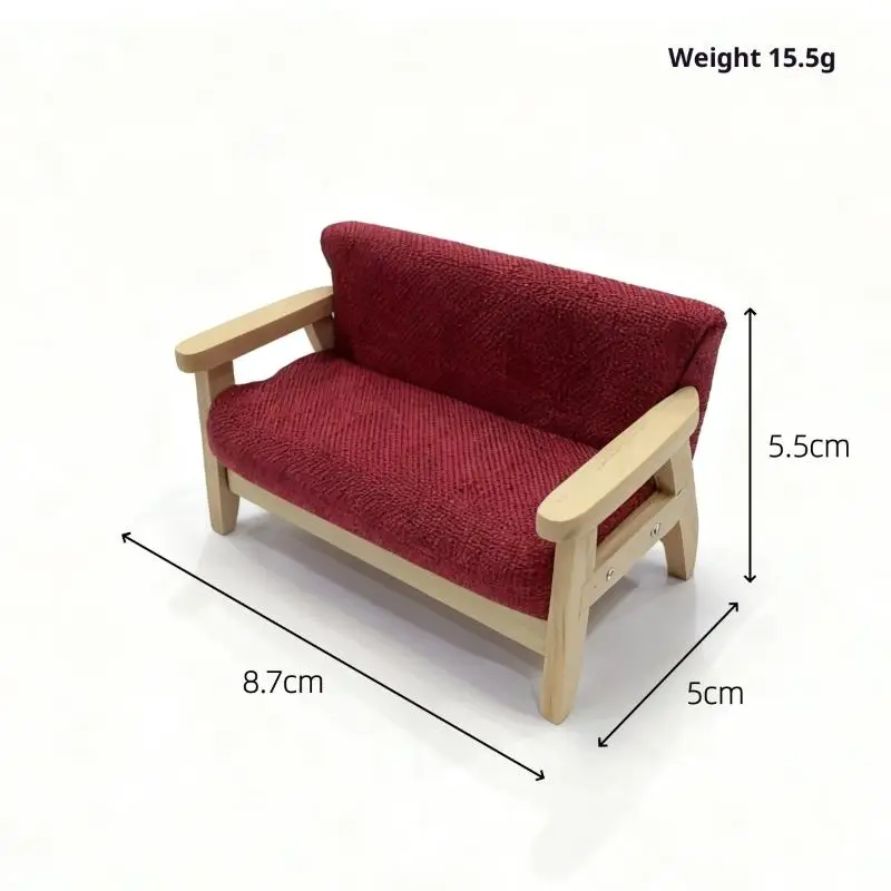 1Pc 1:12 Mini Dollhouse Furniture Wooden Double Sofa Kids Pretend Play Doll House Decor Simulation Miniature Living Room Chairs