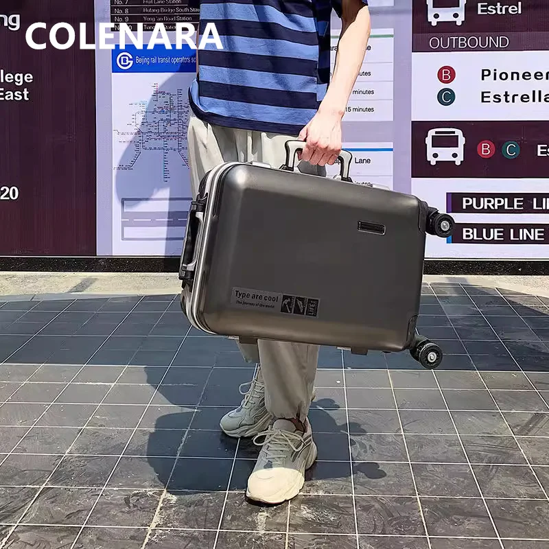 

COLENARA ABS+PC Suitcase Strong and Durable Boarding Box 20"22"24"26"28 Inch Trolley Case Aluminum Frame Business Luggage