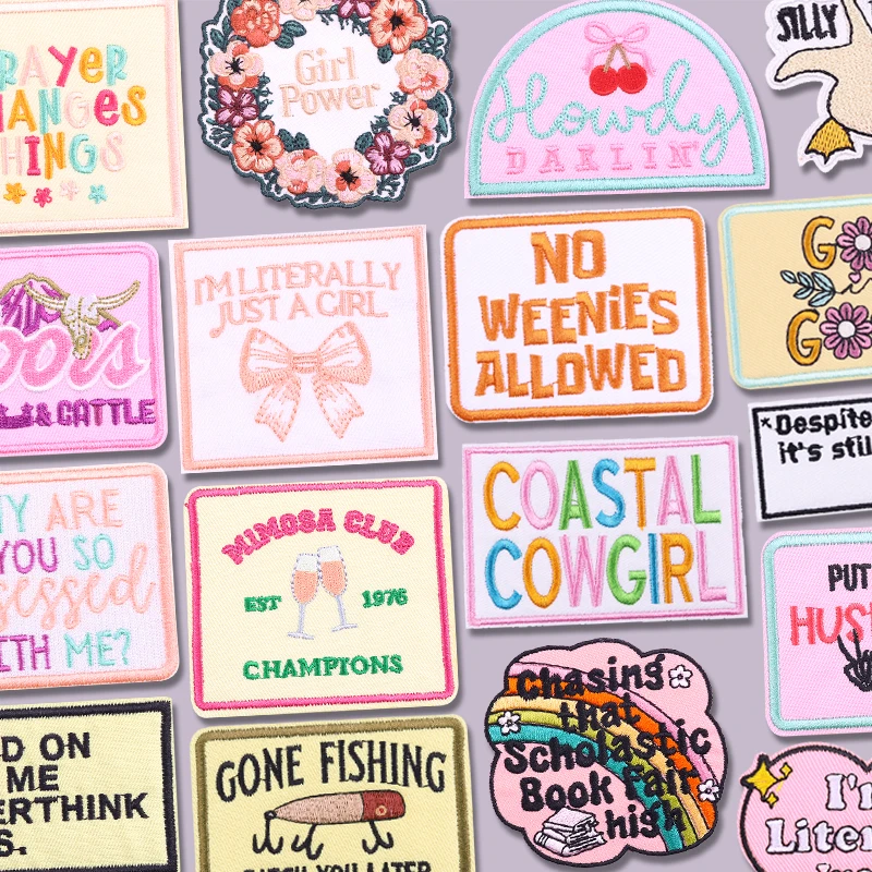 Persönlichkeit Brief Slogan Patch Gestickte Patches Bunte Brief Serie Patch Eisen Auf Patches Für Kleidung Jacken Nähen Abzeichen