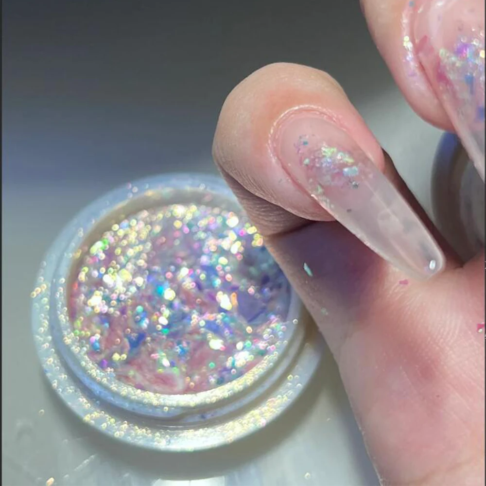 1Box Aurora SnowVelvet Nails Powder Gradient Polarized Opal Glitter Mermaid Holographic Edelweiss Dust Chrome-DIY Manicure Decor