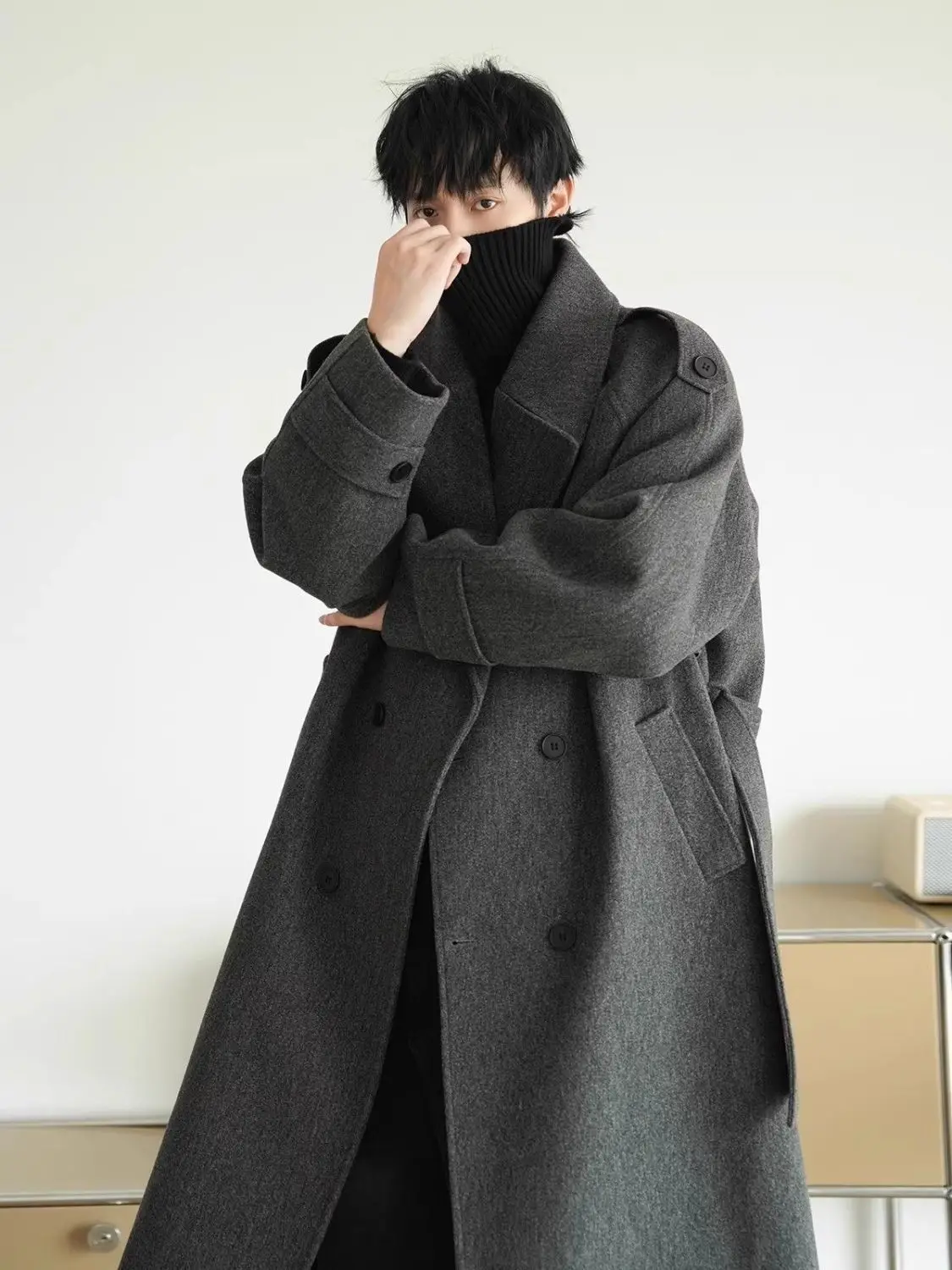 

Wool Blend Coat Winter Coats Man Mans All-Match Universal General Broad Wide Extensive Comprehensive Complete Total Absolute Ins