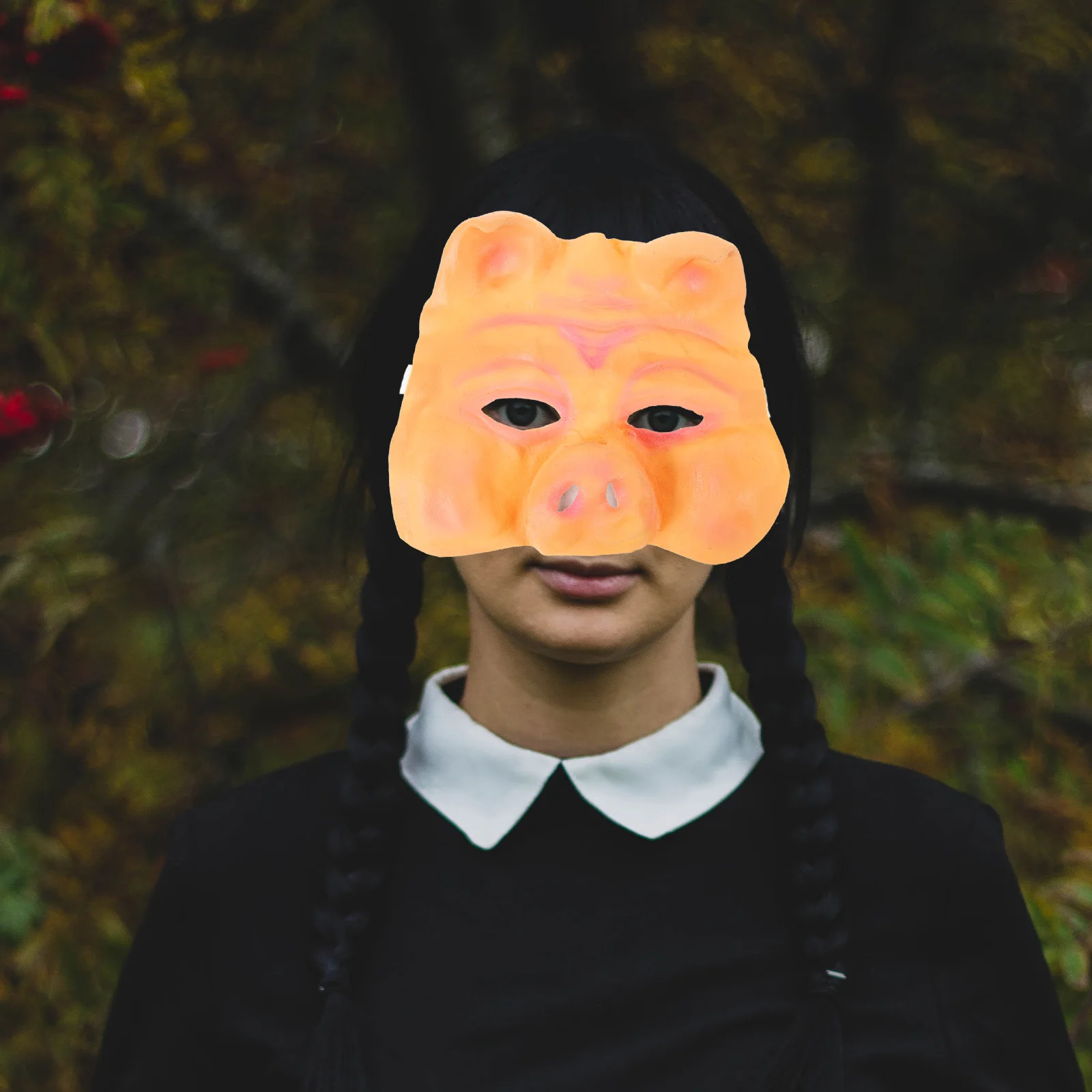 

Halloween Pig Mask Latex Animal Masquerade Masks Half Face Horror Costume Prom Party Accessories for Women Reusable