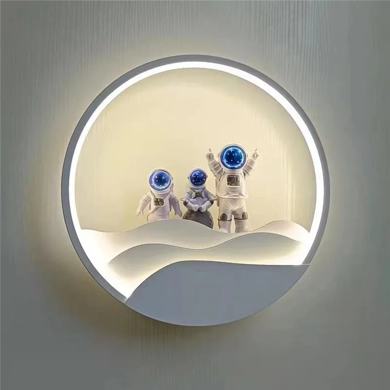 LED Spaceman Wall Lamp for Bedroom Children\'s Room Astronaut Swan Boat Ornaments AisleStairway Sconces