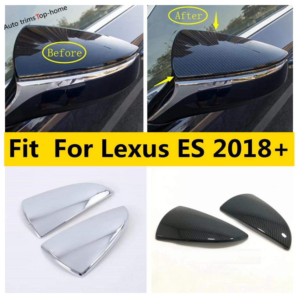 

ABS Chrome / Carbon Fiber Door Wing Rearview Mirror Case Side Mirror Protection Cover Trim For Lexus ES 2018 -2023 F Sport Style