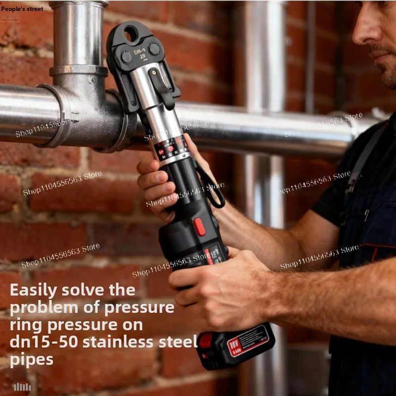 Cordless Pipe Crimping Tool for DN15-100 Stainless Steel Tubes, Hydraulic Pressing Plier for Pipe Installation