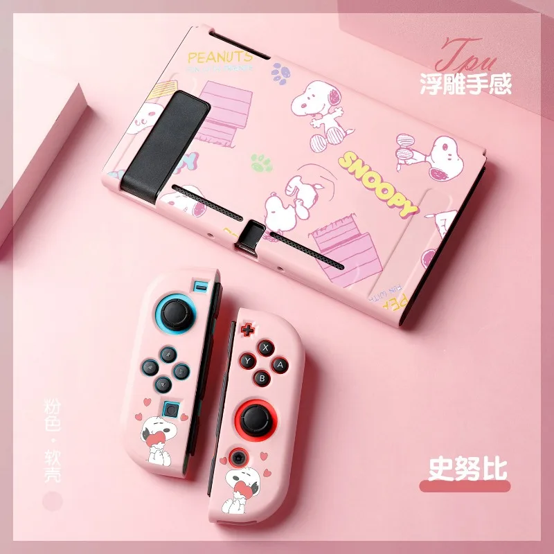 Snoopy Zachte Tpu Huid Beschermhoes Voor Nintendo Switch Ns Oled Cartoon Anime Joy-Con Controller Bescherming Achterkant Behuizing
