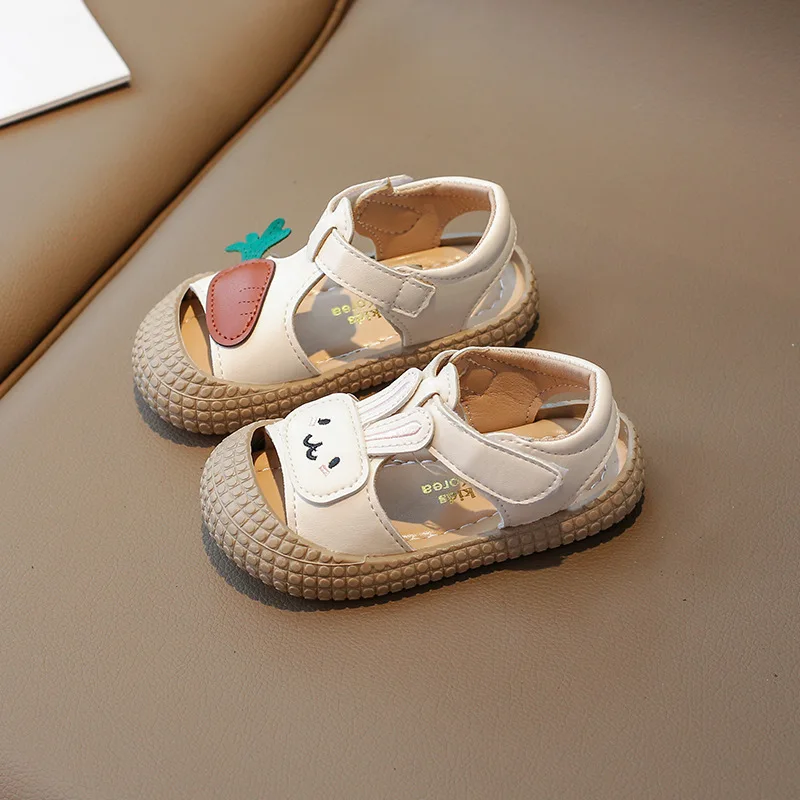 Toddler Girls Sandals Summer New Children Causal First Walker Shoes Fashion Rabbit Carrot Kids Cut-outs Flat Sandals Toe-covered