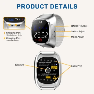 ساعة العلاج بالليزر البارد لمرض السكري والتهاب الأنف وارتفاع ضغط الدم وارتفاع ضغط الدم ومعدل ضربات القلب SL-08 ، 650 نانومتر ، 5 ميجا واط ، 1800 مللي أمبير أعلى 10 مبيعات لساعات السكري وضغط الدم - رقم 5