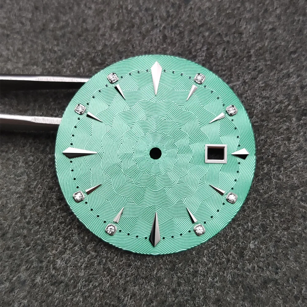 35mm Watch Dial and Watch Hands Diamond Scale Faces Men's Cocktail Watch Replacement Accessories for NH35 Movement