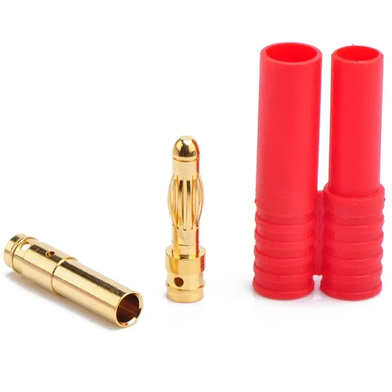 Free Shipping Amass 5/10 Pairs 4mm Gold Plated Banana Plug with Plastic Protector Female Male Bullet Sheathed