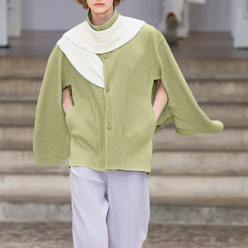 INCERUN جديد قميص رجالي المرقعة اللون كتلة طويلة الأكمام فضفاضة الرجال الملابس الشارع الشهير موضة بلايز عادية الذكور القمصان قمصان #4