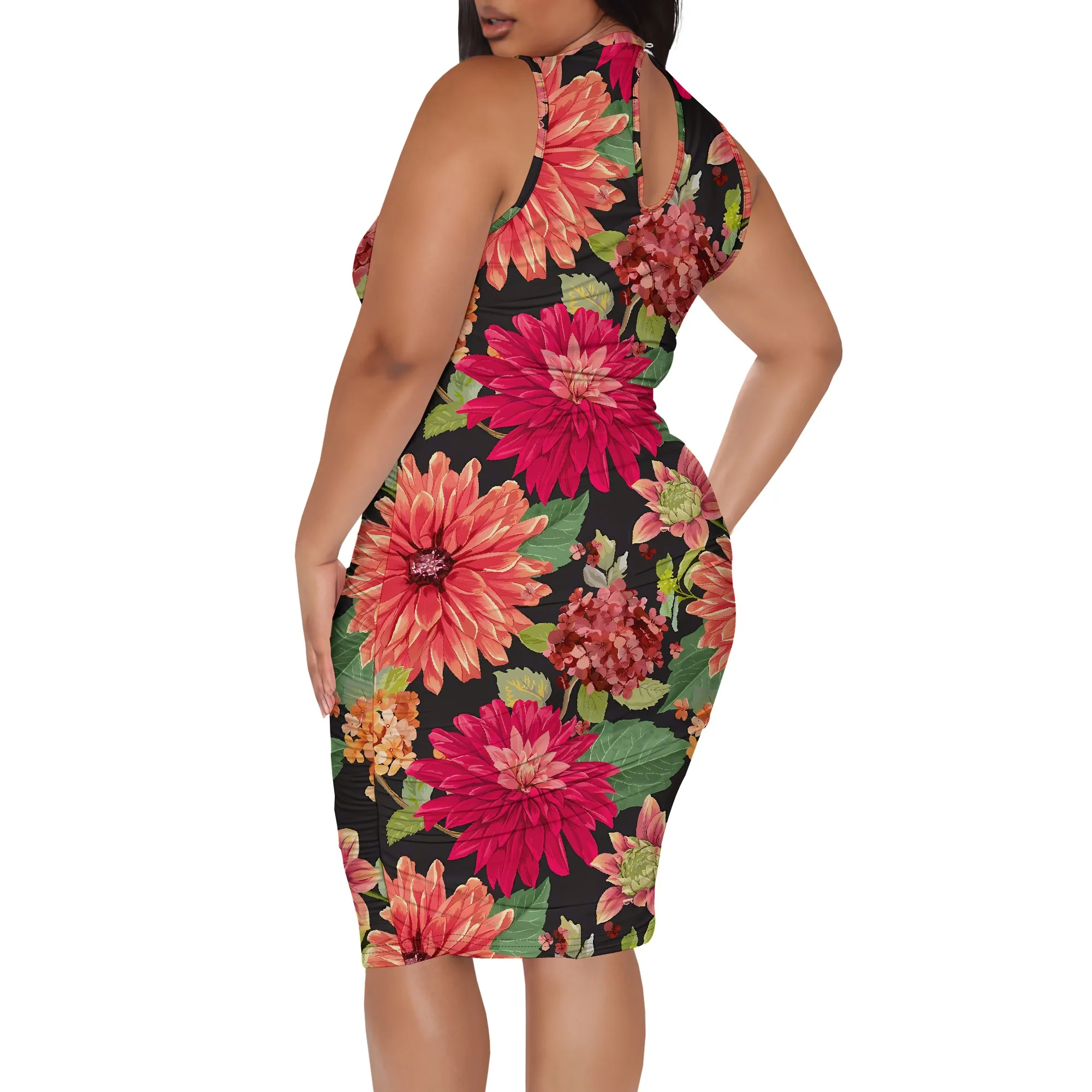 Plus Size Bohemian Paisley Halter Neck Maxi Dress Beach Casual Holiday Party Sundress