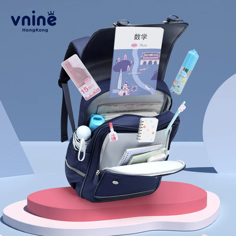 V.NINE Schoolbag Boys Blue School Backpack Girls Children School Bags for Kids Primary Elementary Student Back to School Grade 3