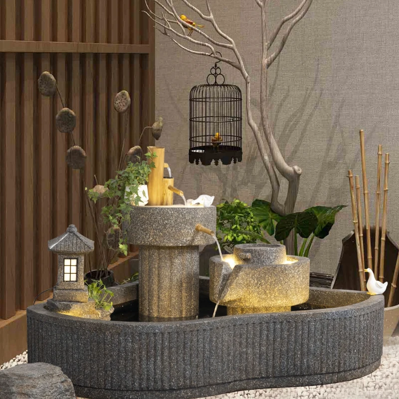 Water Fountain Decoration Balcony Fish Pond Landscape Garden Courtyard Landscape Stonewashed Tea Room