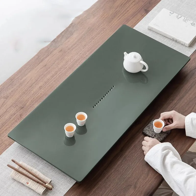 

Stone Black Tea Tray Living Room Serving Hospitality Dining Rectangle Chinese Drainage Tea Tray Kitchen Bandejas Home Products