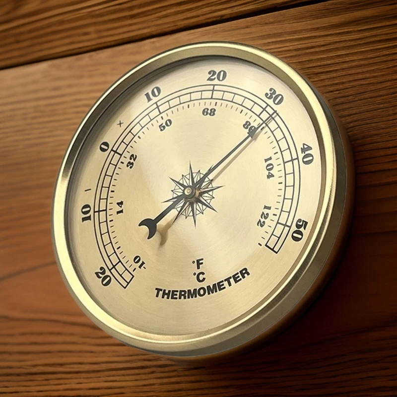 90mm Thermometer Temperature Gauge Easy to Read for Indoor/Outdoor Use with Electroplated Gold Frame