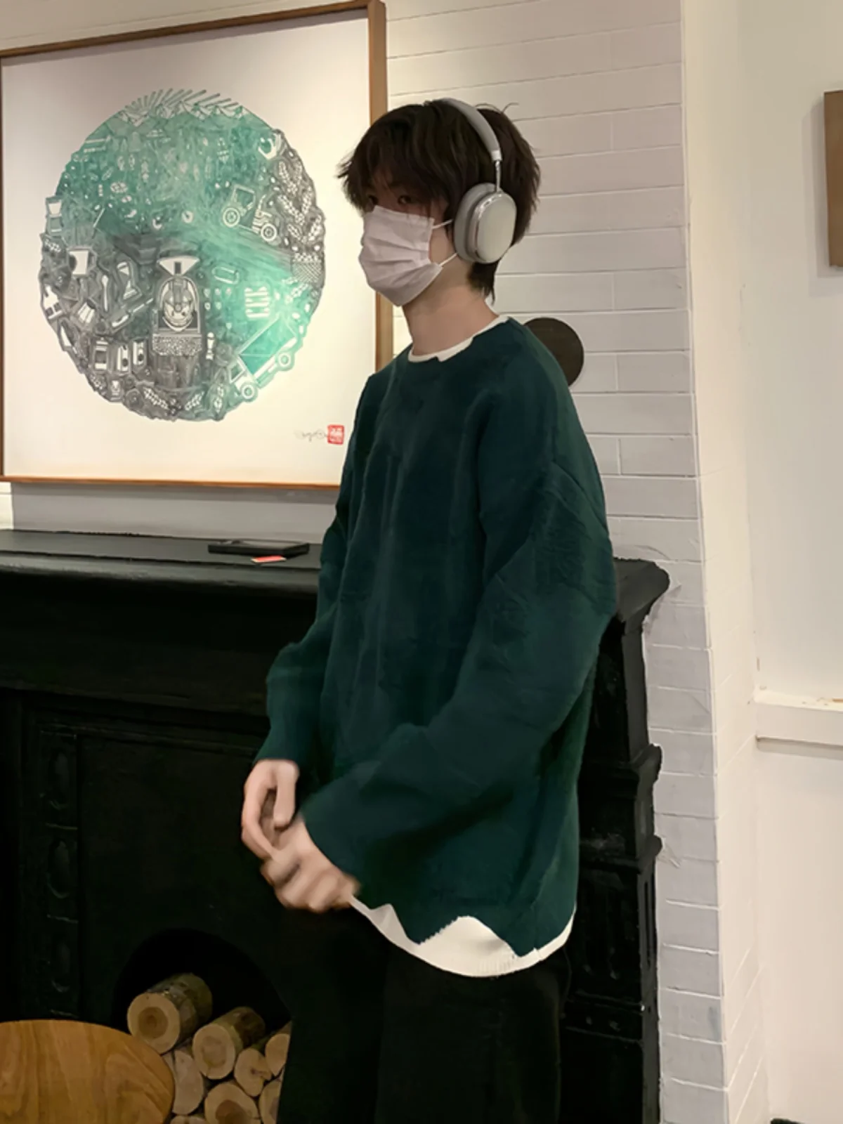 

Мужской свитер Cleanfit Knitwear: повседневный, модный, осенне-зимний, в корейском стиле, молодежный, крутой, для делового повседневного образа, свободный крой