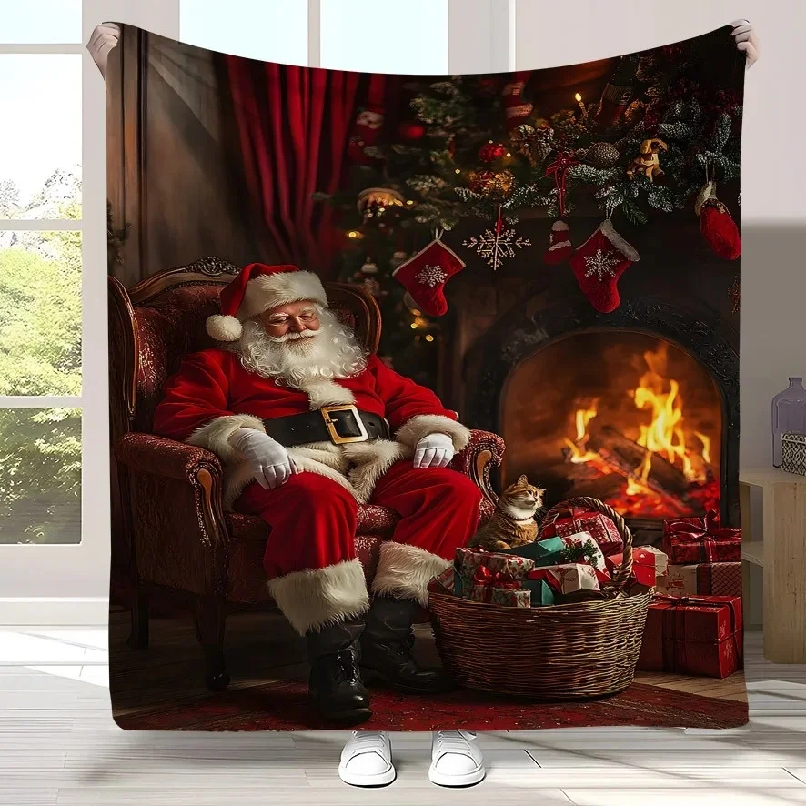 Christmas Snowflake Throw Blanket White Red Snow Print Holiday Sofa Decor For Home Couch Ornament